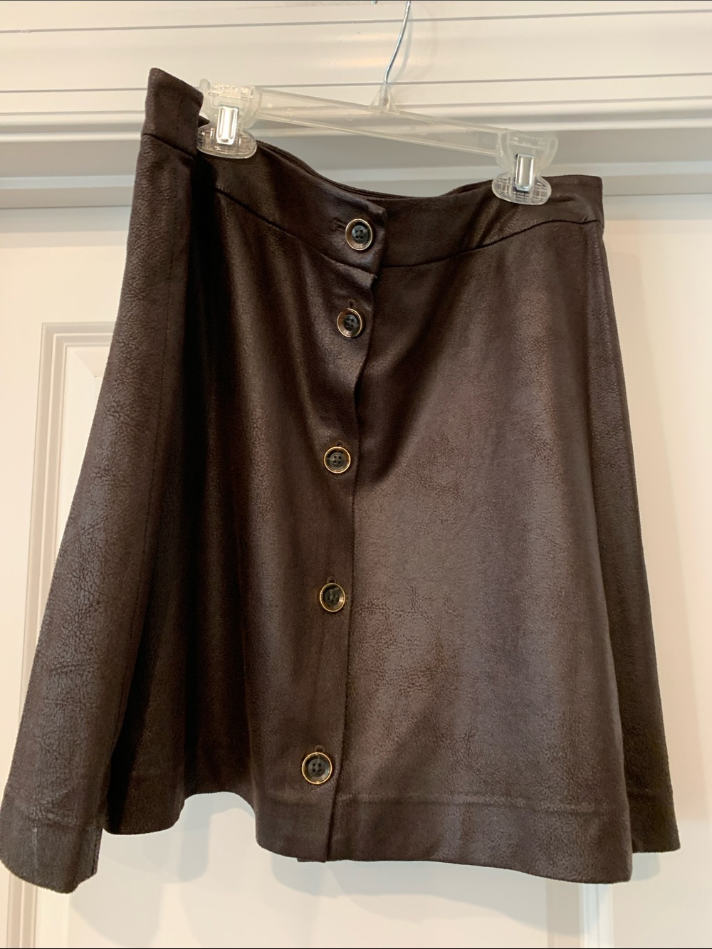 Michael Kors Chocolate Brown Button-Front A-Line Skirt 10 NWT